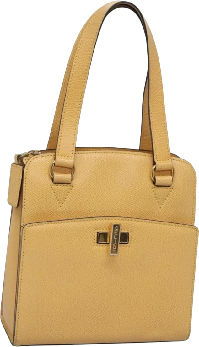 Celine Vintage Turnlock Leather Geel