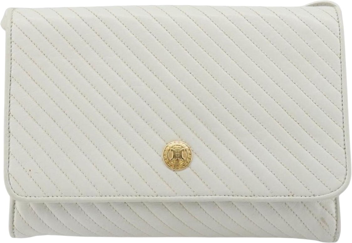 Celine Vintage Flap Quilted Leather Wit