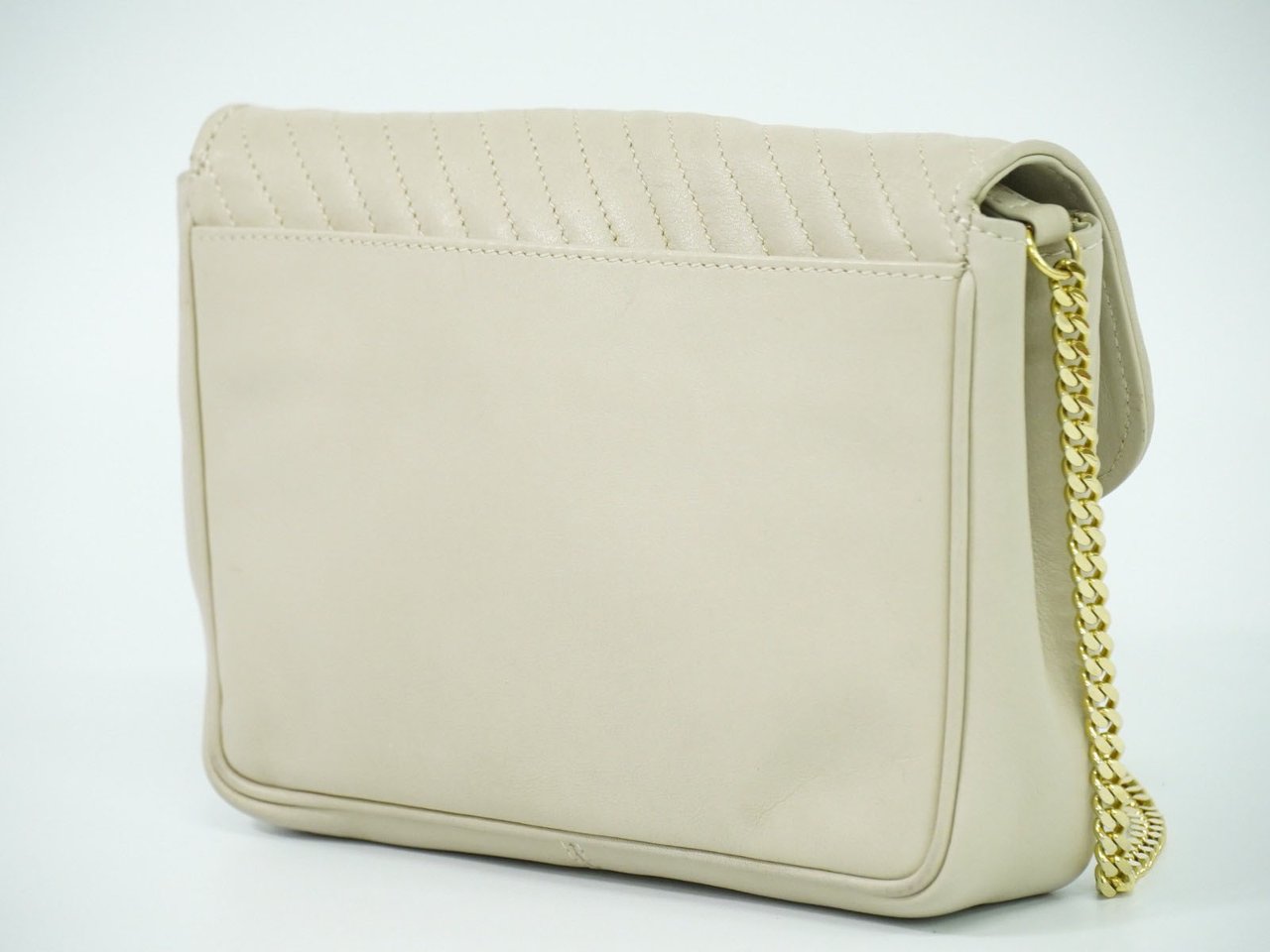 Celine Celine Vintage Flap Shoulder Bag Quilted Leather Beige