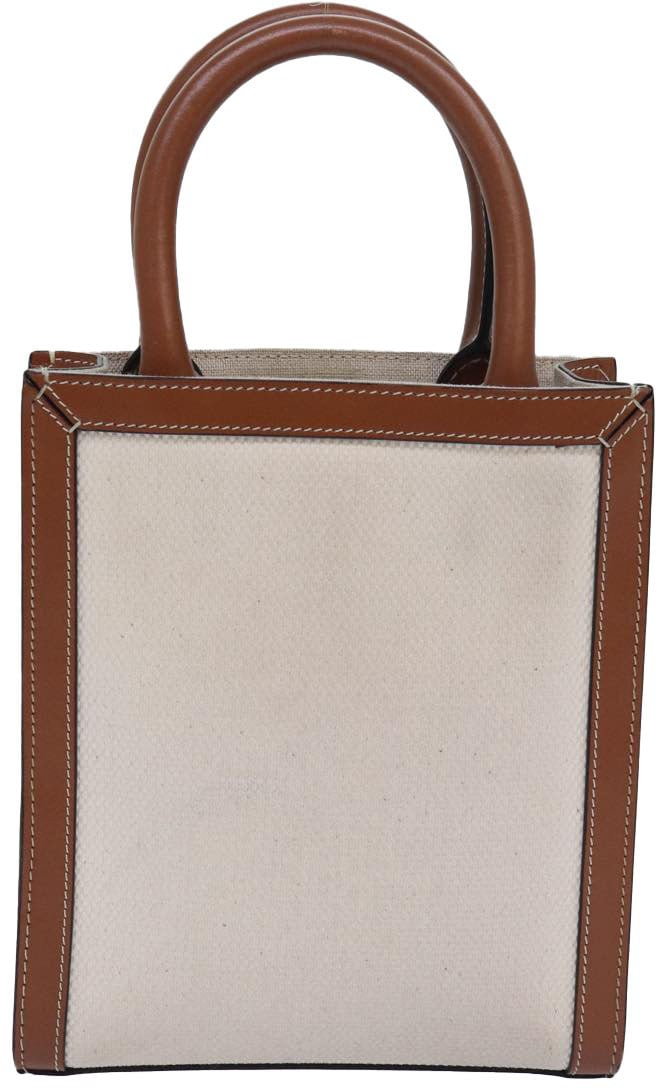 Celine Celine Vertical Cabas Tote Canvas with Leather Mini Wit