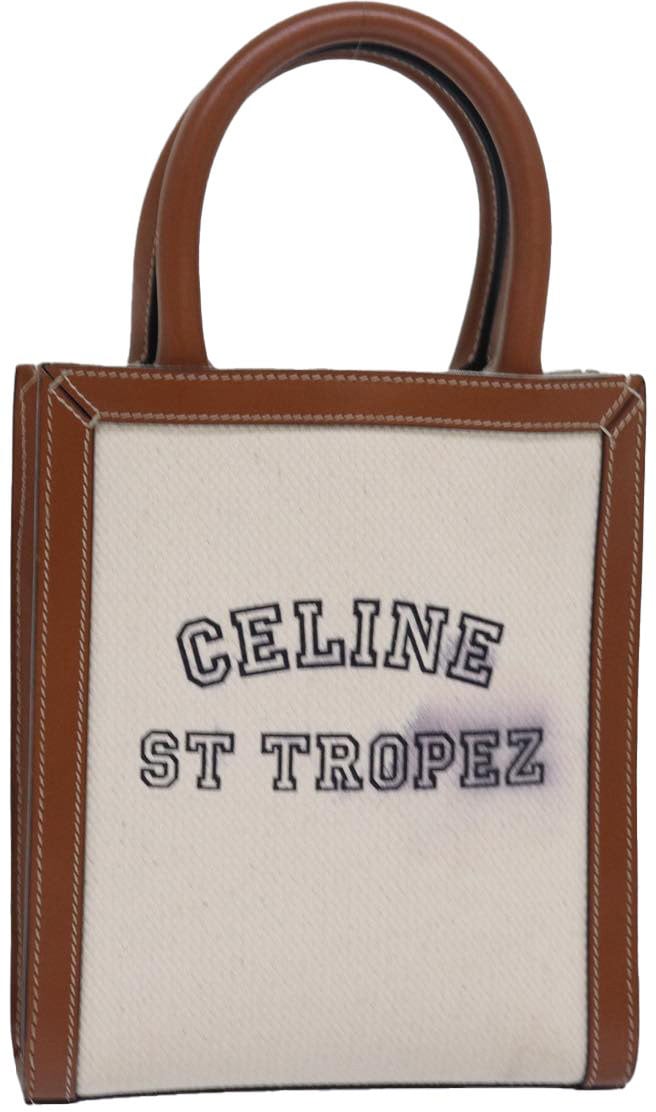 Celine Celine Vertical Cabas Tote Canvas with Leather Mini Wit