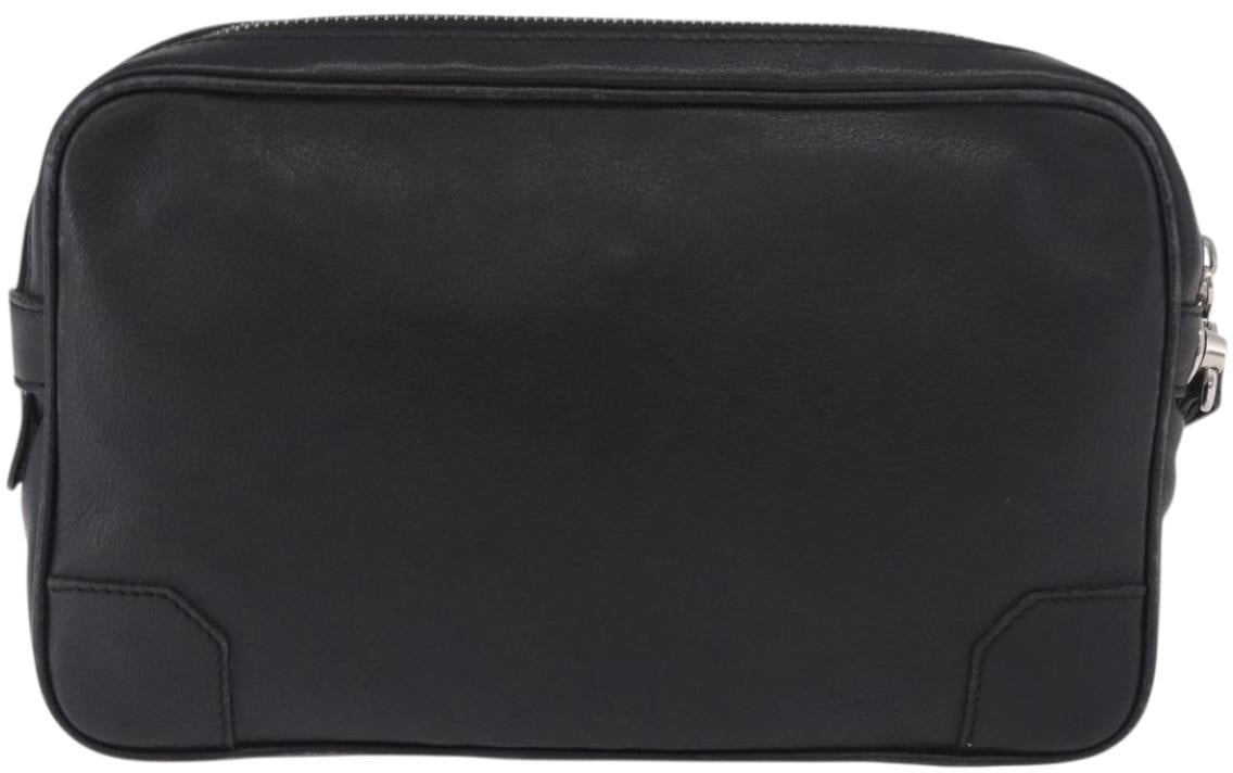 Celine Vintage Zip Wristlet Clutch Leather Zwart