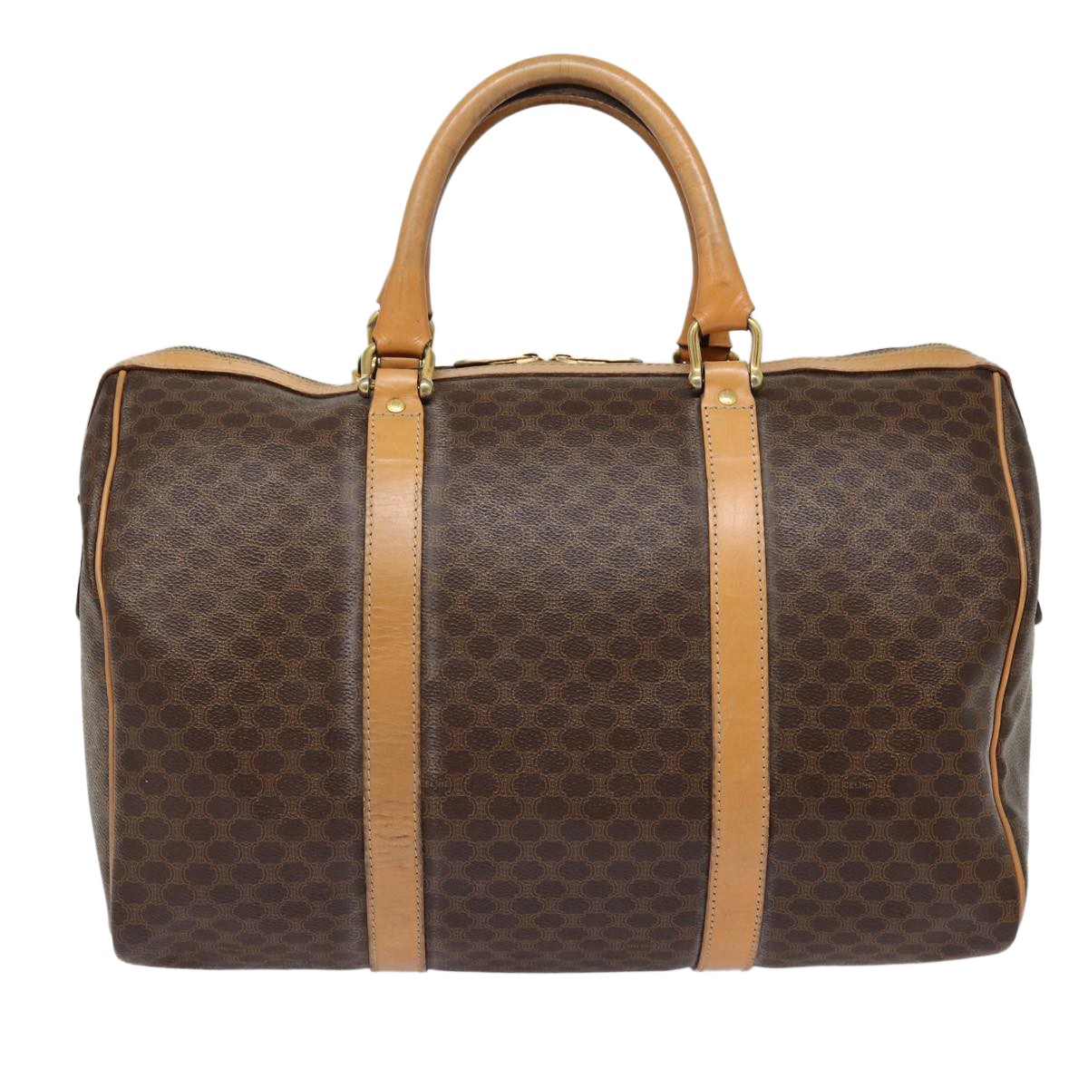 Celine Celine Vintage Boston Bag Macadam Coated Canvas Medium Bruin