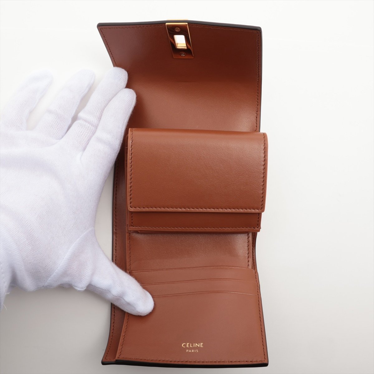Celine Celine 16 Trifold Wallet Leather Small Bruin