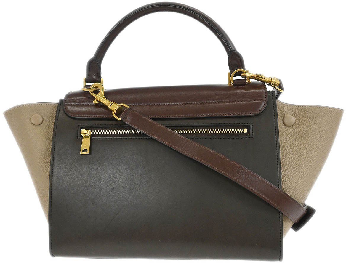 Celine Celine Tricolor Trapeze Bag Leather Small Bruin