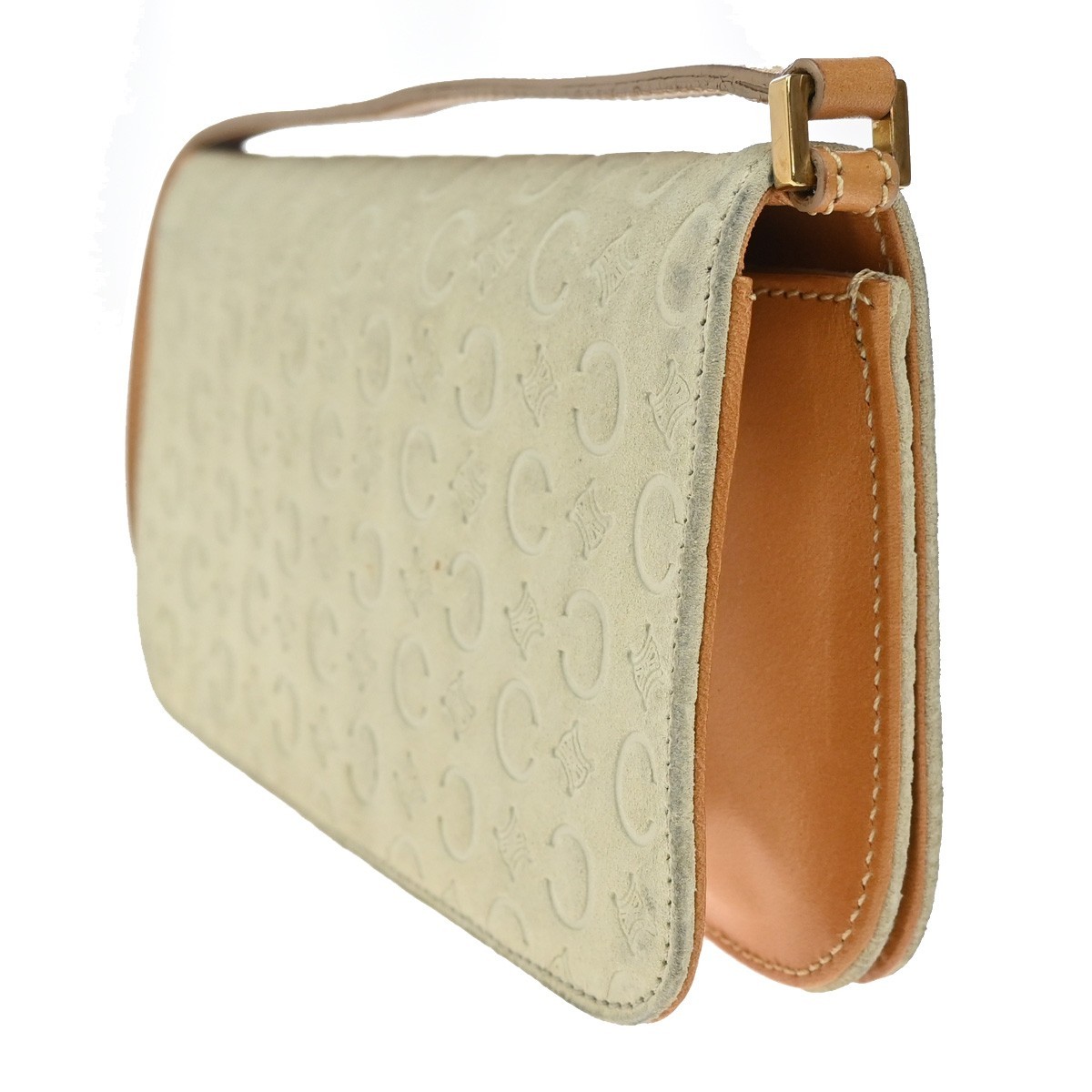 Celine C Macadam Shoulder bag Suede Beige