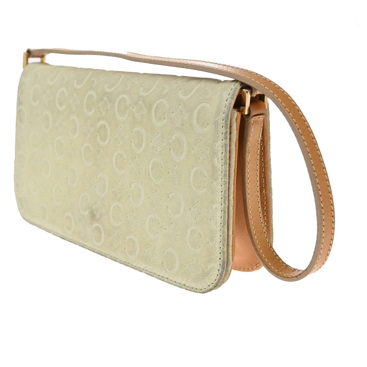 Celine C Macadam Shoulder bag Suede Beige