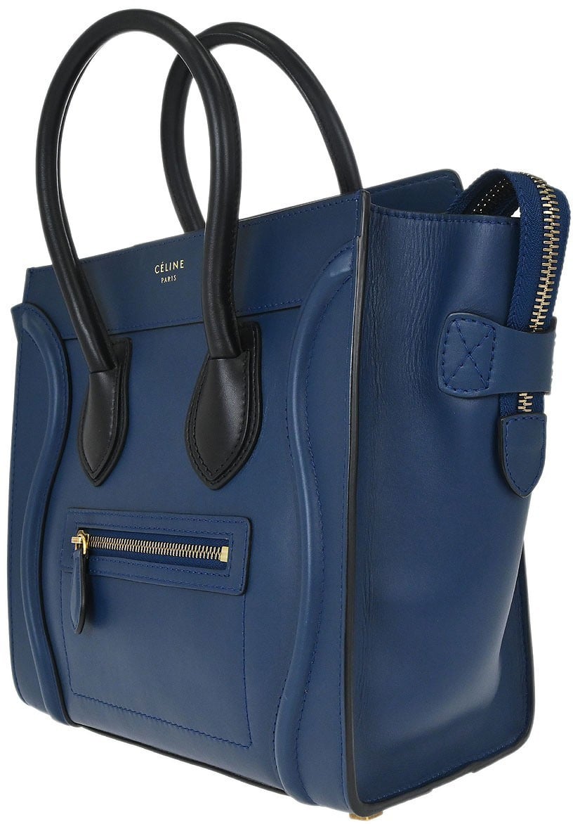 Celine Luggage Smooth Leather Nano Blauw