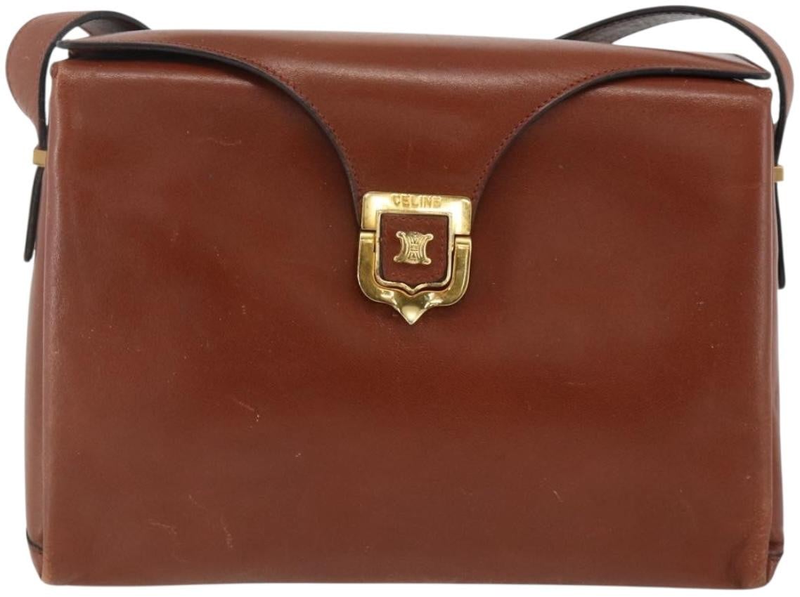 Celine Celine Triomphe Shoulder Bag Leather Bruin