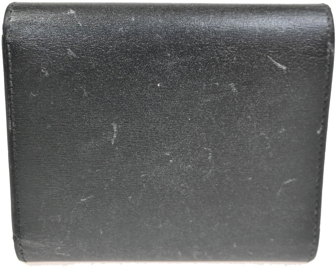 Celine Celine Triomphe Trifold Wallet Leather Small Zwart