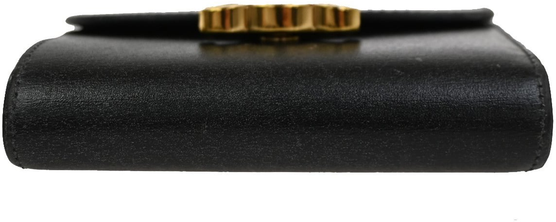 Celine Celine Triomphe Trifold Wallet Leather Small Zwart