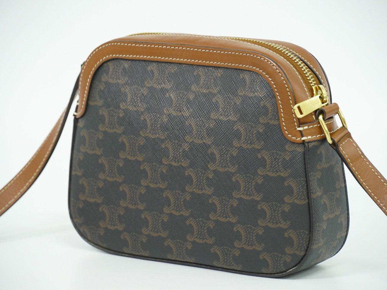 Celine Celine Logo Camera Bag Triomphe Coated Canvas Small Bruin