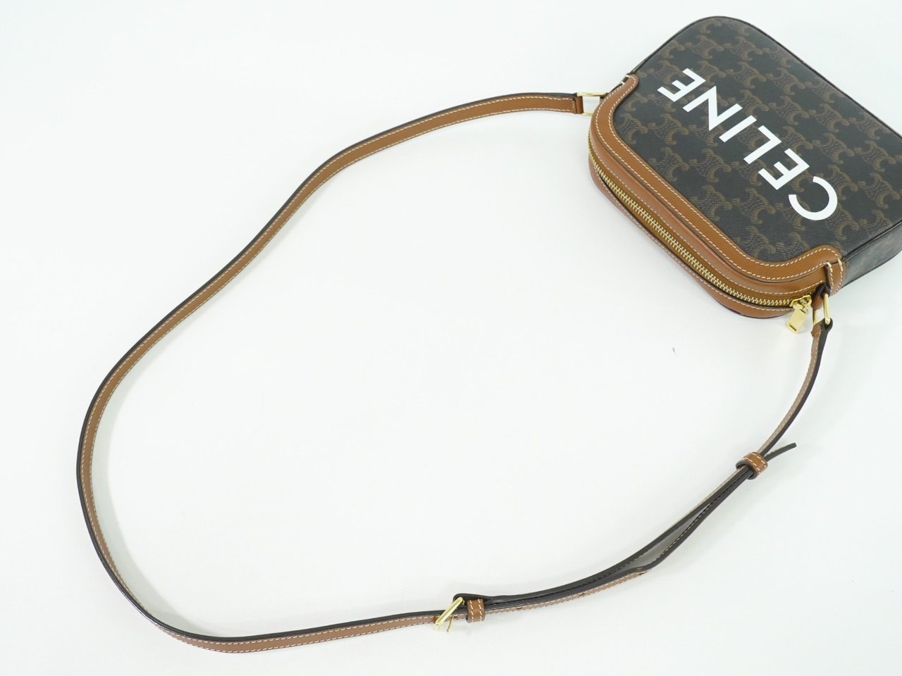 Celine Celine Logo Camera Bag Triomphe Coated Canvas Small Bruin