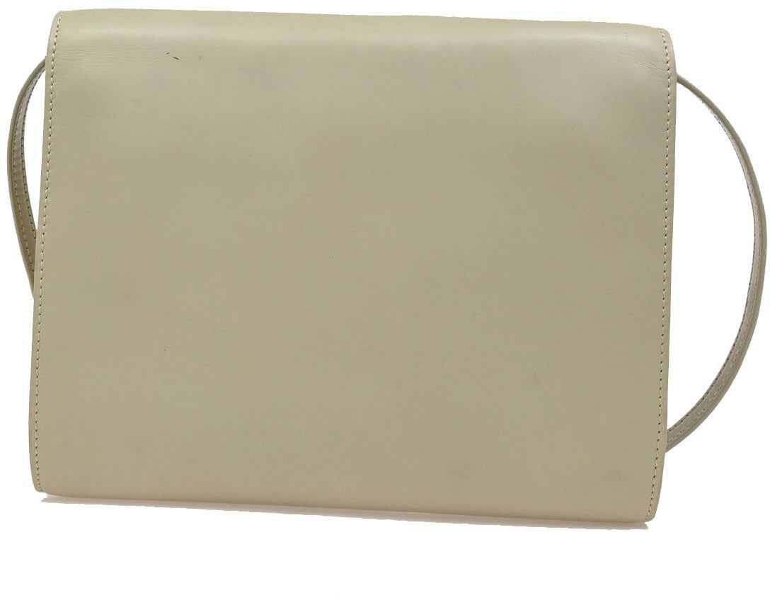 Celine Celine Vintage Triomphe Flap Bag Leather Medium Wit