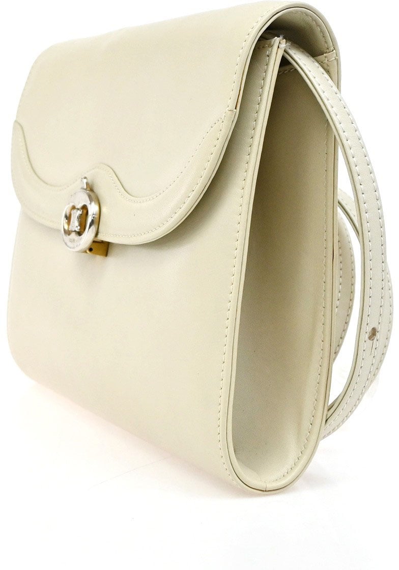 Celine Celine Vintage Triomphe Flap Bag Leather Medium Wit