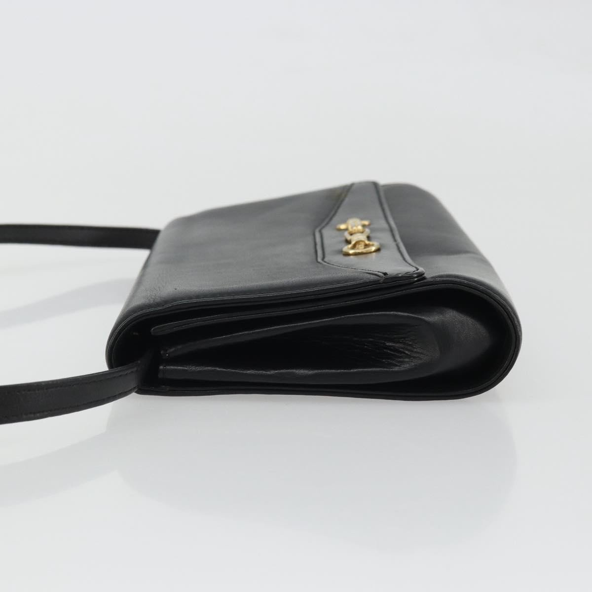 Celine Vintage Horsebit Sling Leather Zwart