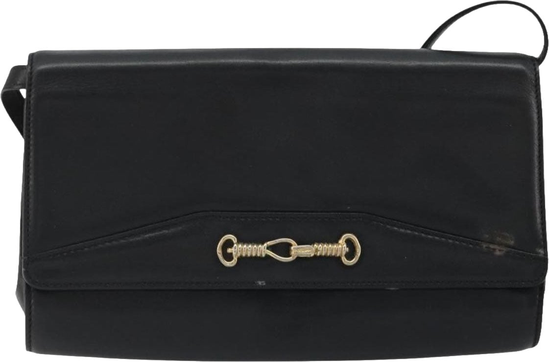 Celine Vintage Horsebit Sling Leather Zwart