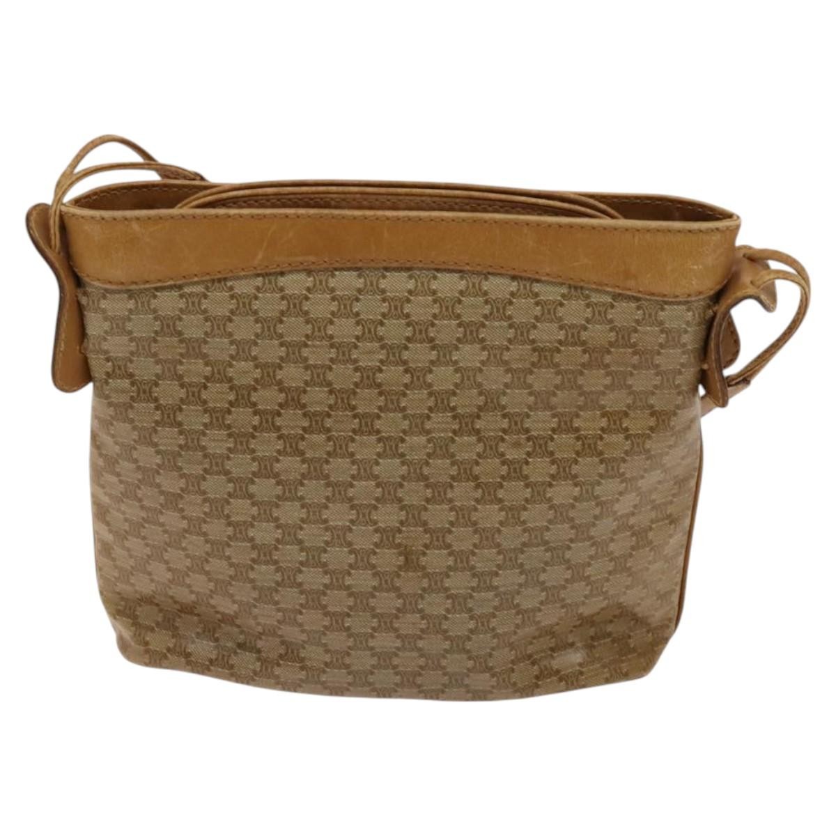 Celine Celine Macadam Shoulder Bag Leather Medium Beige