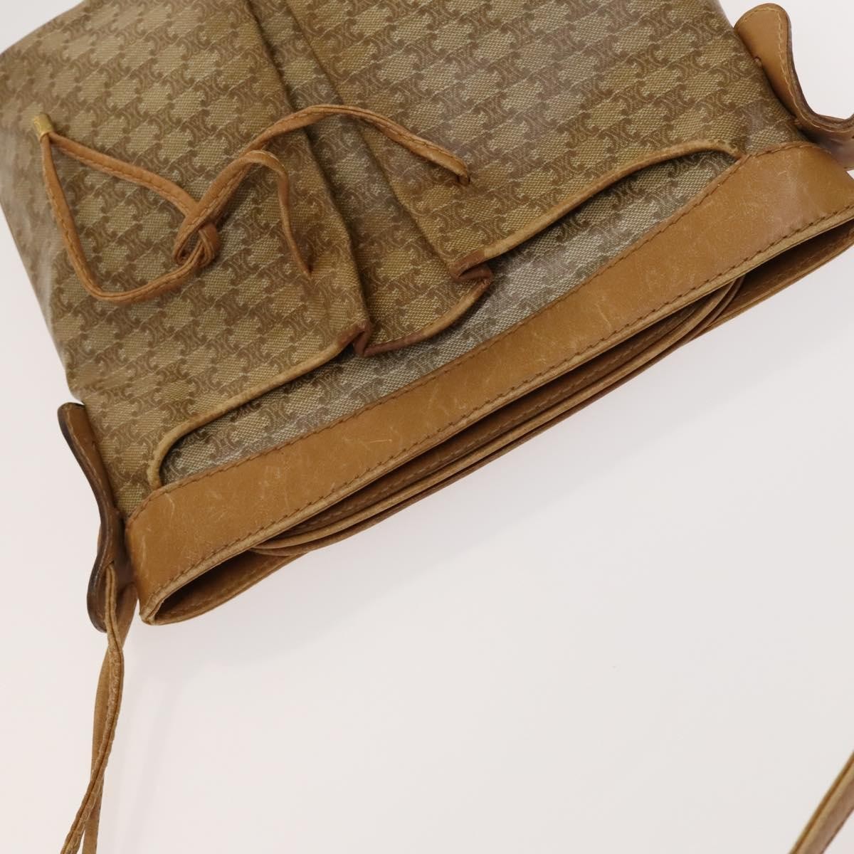 Celine Celine Macadam Shoulder Bag Leather Medium Beige