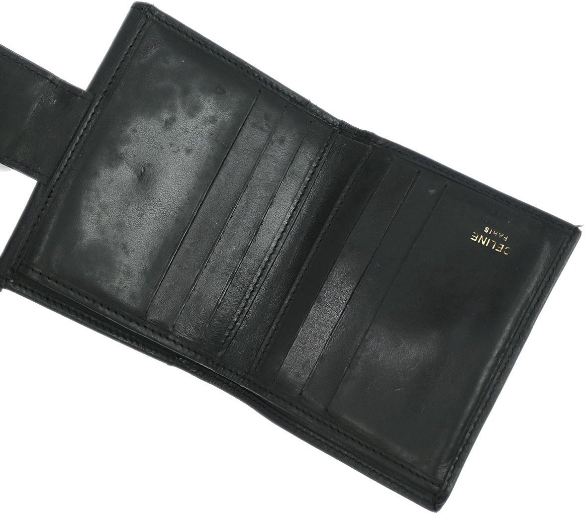Celine Celine Vintage Bifold Wallet Macadam Coated Canvas Compact Zwart