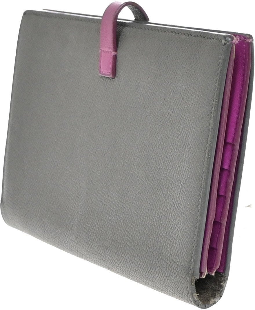 Celine Celine Bifold Flat Wallet Leather Grijs