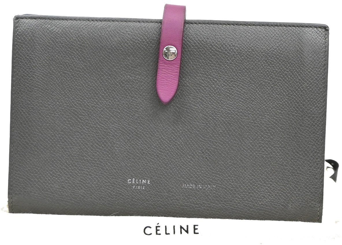 Celine Celine Bifold Flat Wallet Leather Grijs