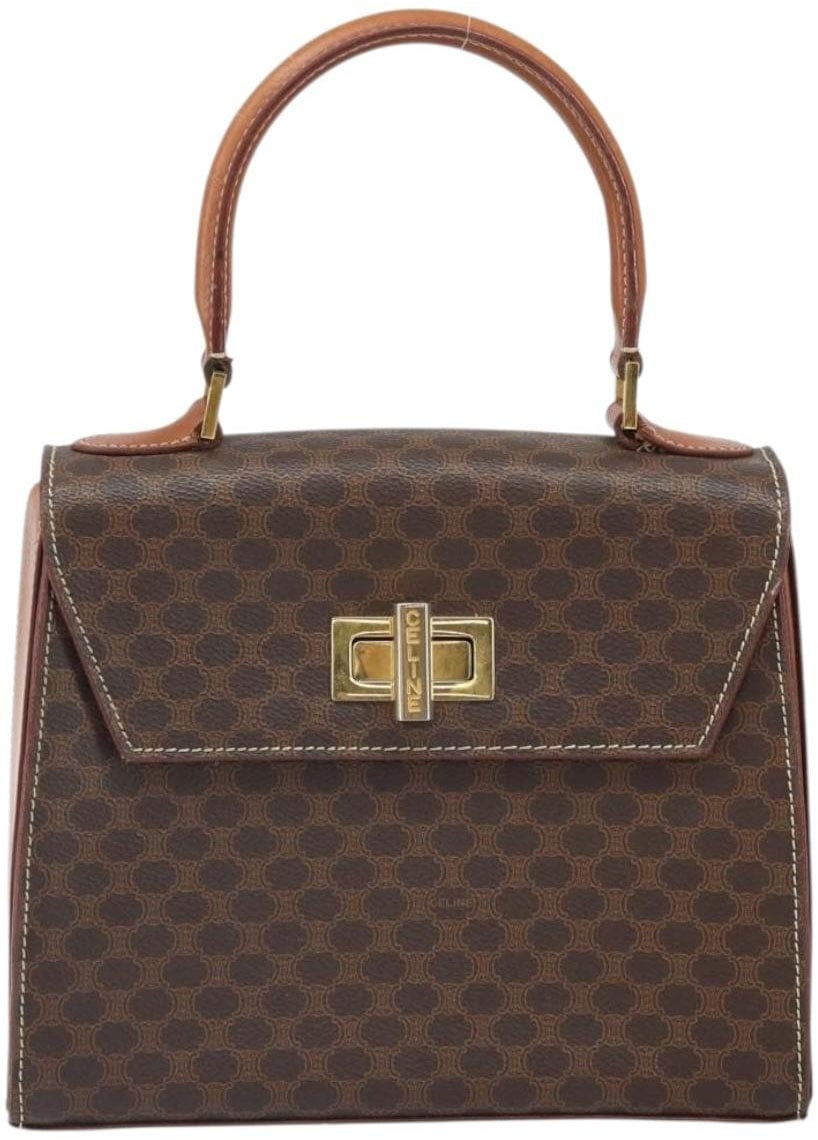 Celine Celine Vintage Convertible Turnlock Top Handle Bag Canvas Bruin