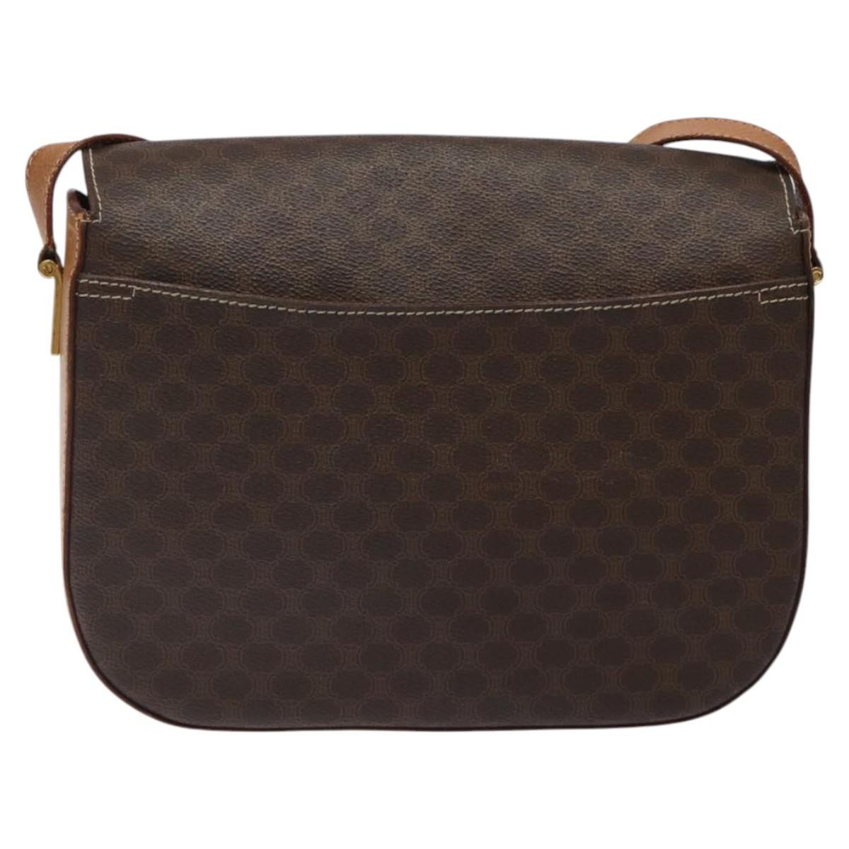 Celine Celine Vintage Convertible Macadam Turnlock Shoulder Bag Canvas and Leather Bruin