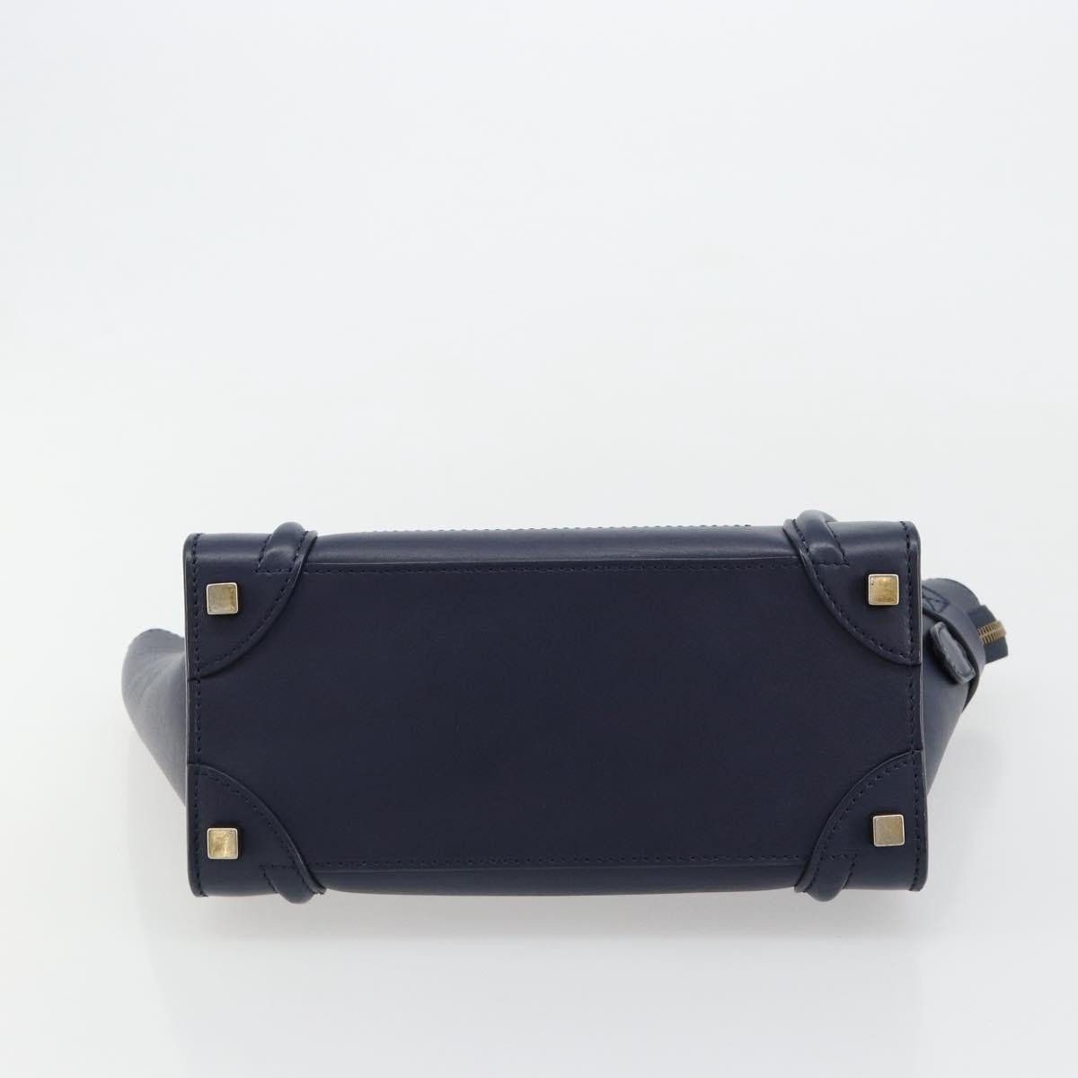 Celine Celine Tricolor Luggage Bag Leather Micro Navy