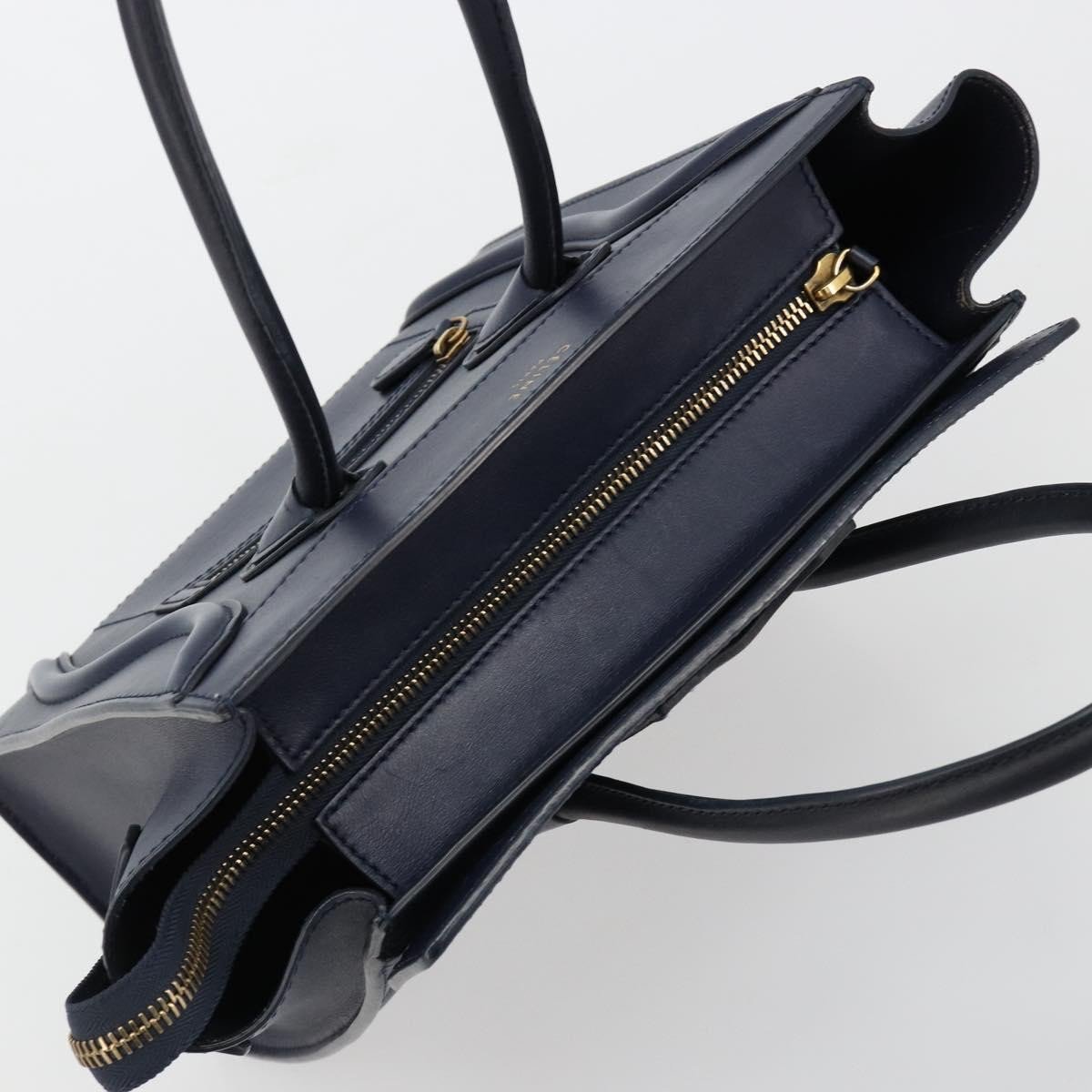 Celine Celine Tricolor Luggage Bag Leather Micro Navy