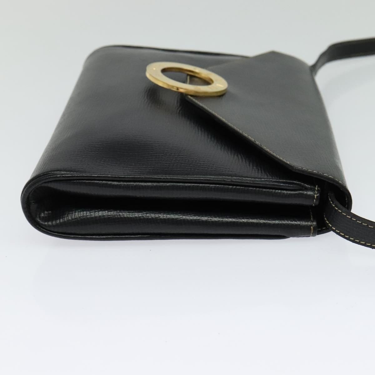 Celine Circle Logo Shoulder Bag Leather Zwart