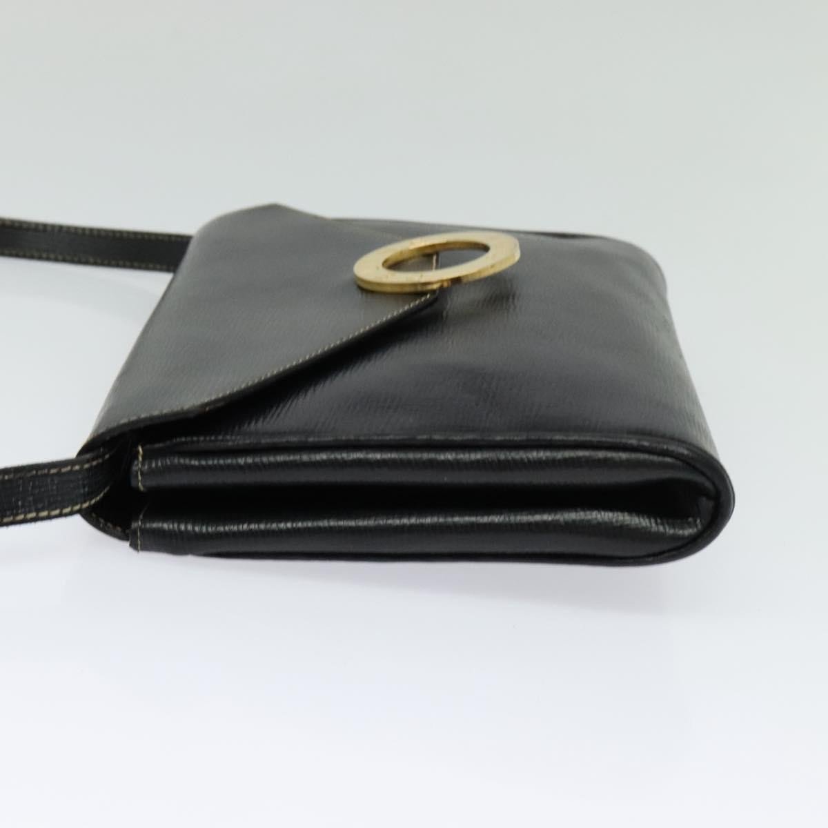 Celine Circle Logo Shoulder Bag Leather Zwart