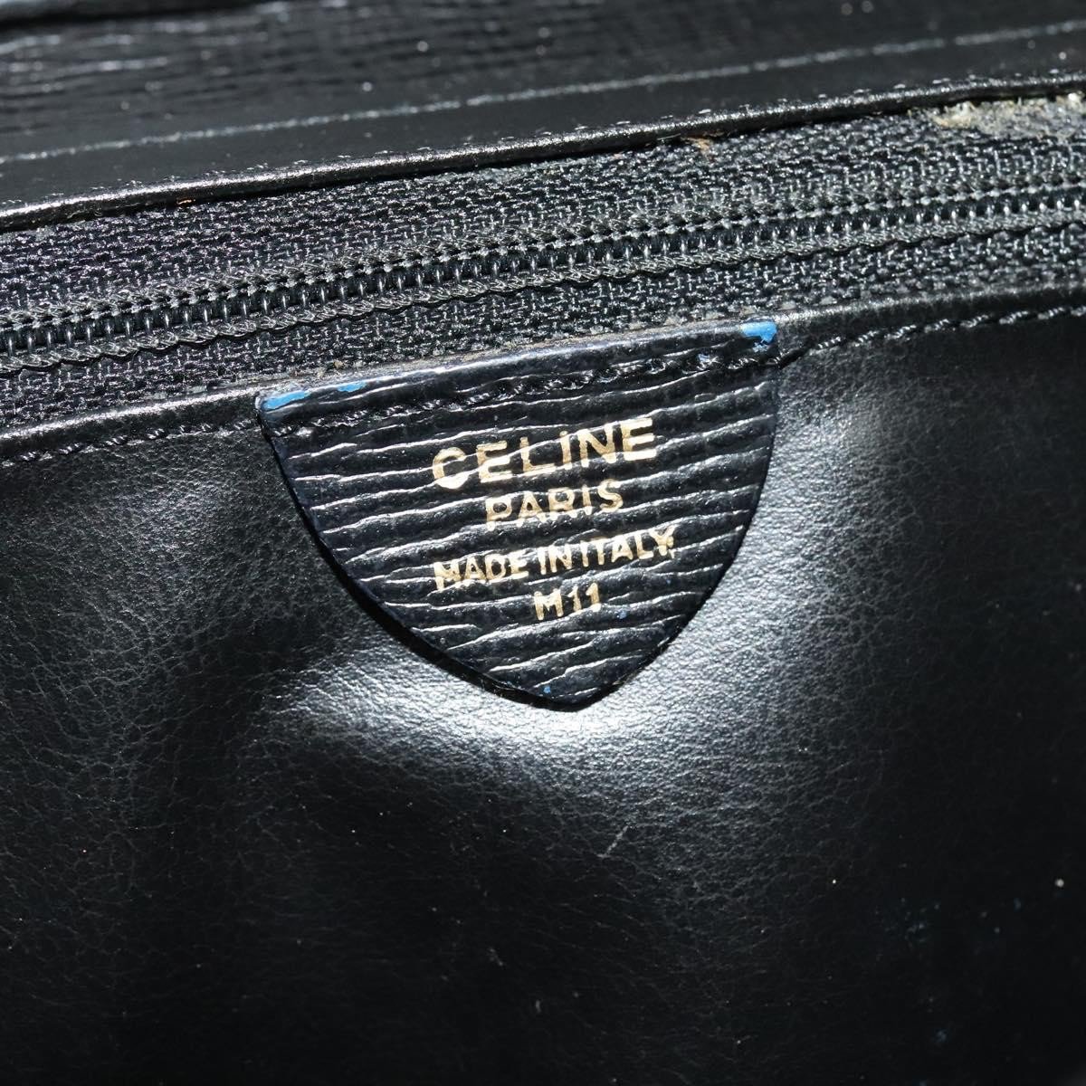 Celine Circle Logo Shoulder Bag Leather Zwart
