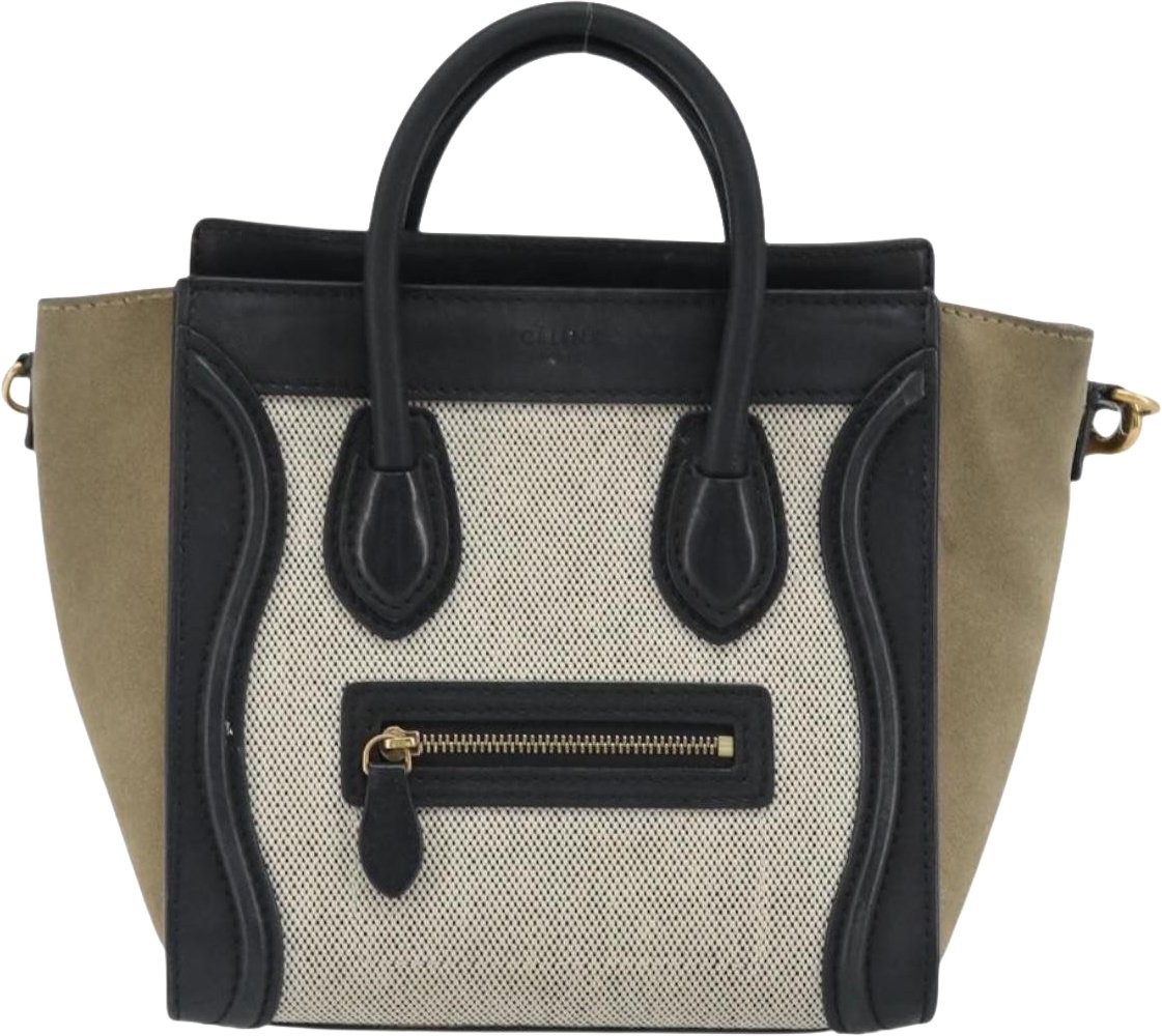 Celine Luggage Canvas and Leather Mini Grijs