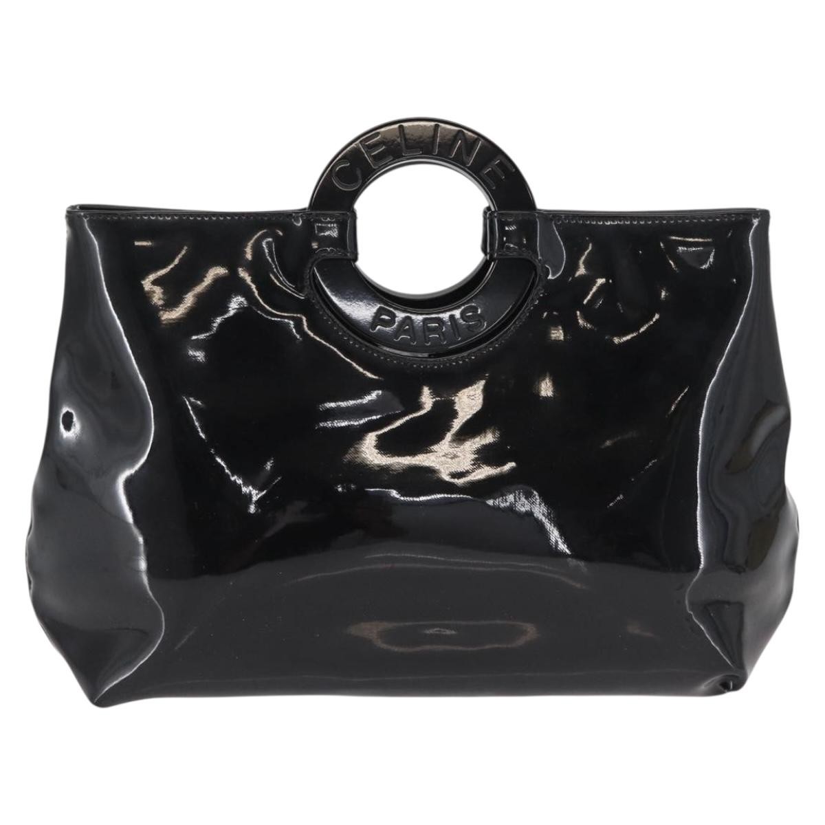Celine Celine Circle Logo Handbag Patent Leather Zwart