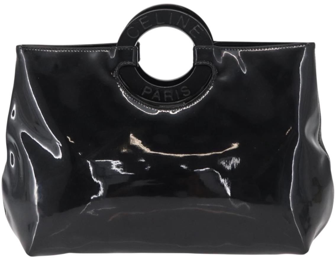 Celine Celine Circle Logo Handbag Patent Leather Zwart