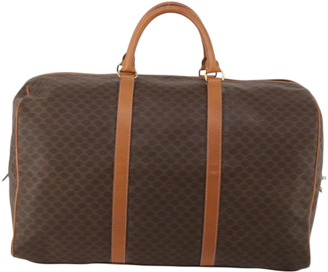 Celine Vintage Duffle Canvas and Leather Bruin
