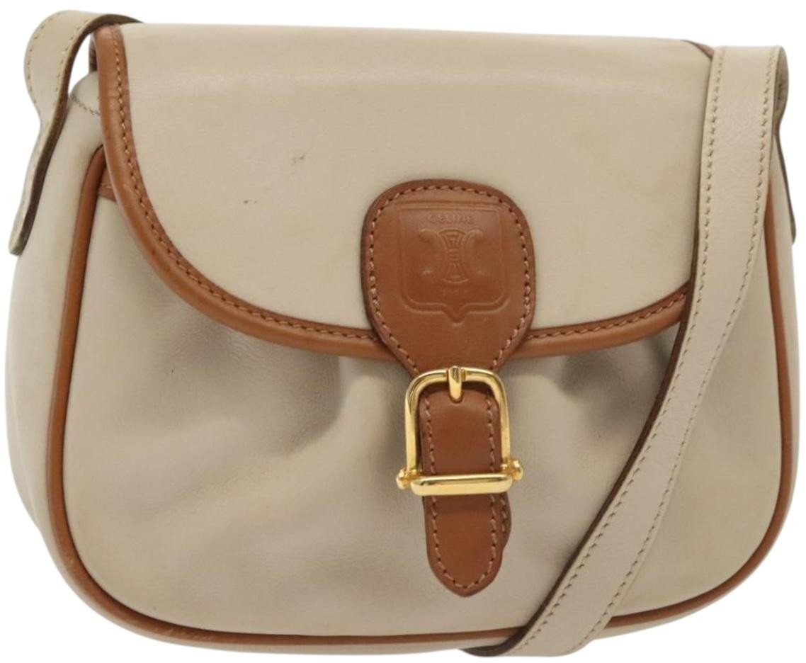 Celine Celine Vintage Triomphe Shoulder Bag Leather Medium Blauw