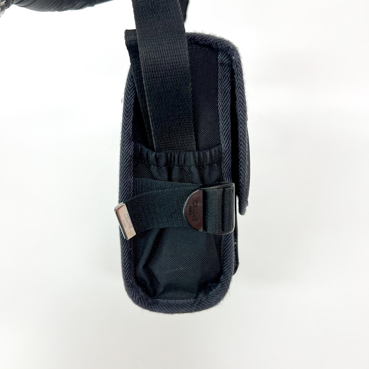 Celine Logo Trekking Messenger Bag Nylon Small Zwart