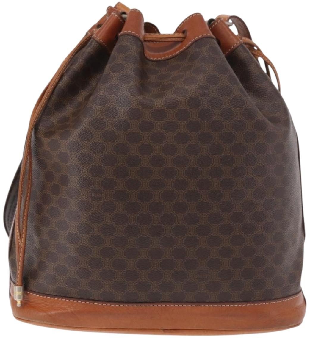 Celine Macadam Bucket Bag Canvas and Leather Bruin