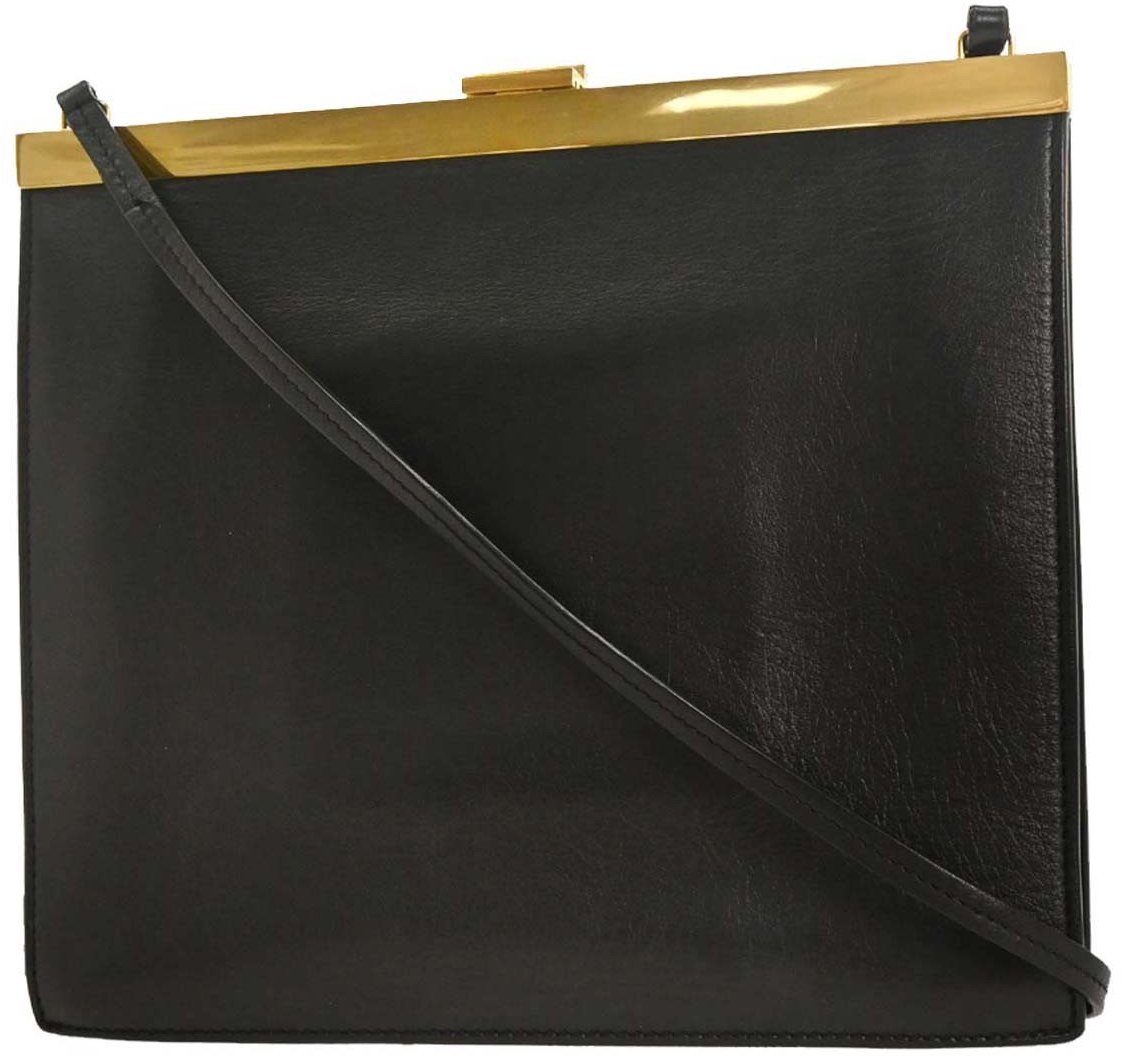 Celine Celine Clasp Crossbody Bag Leather Mini Zwart