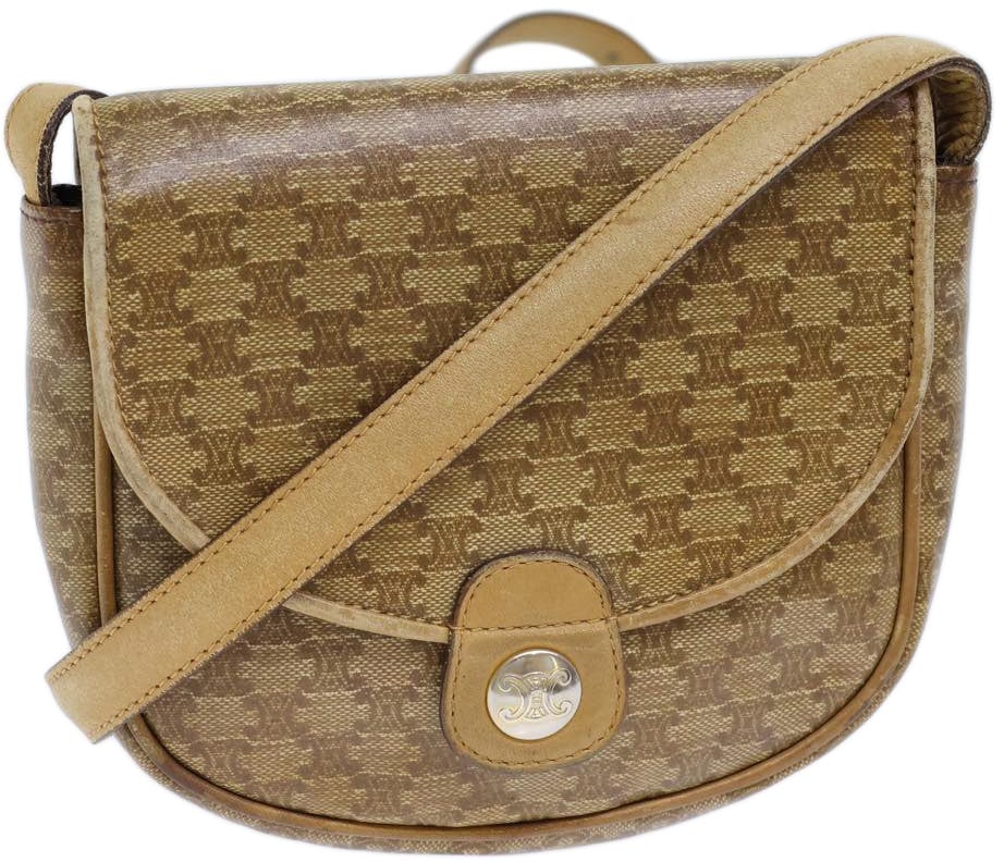 Celine Celine Macadam Shoulder Bag Leather Mini Beige