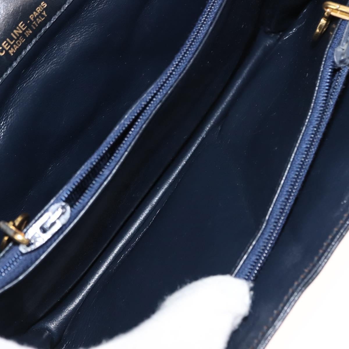 Celine Vintage Horse Carriage C Macadam Canvas and Leather Navy