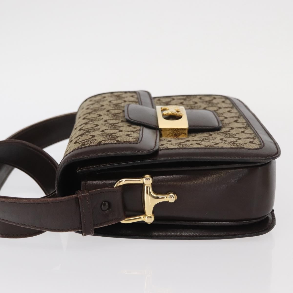 Celine Celine Vintage Horse Carriage C Macadam Shoulder Bag Canvas and Leather Beige