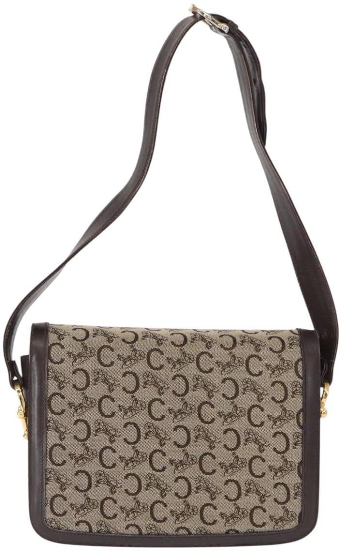Celine Celine Vintage C Sulky Horsebit Shoulder bag Canvas and Leather Bruin