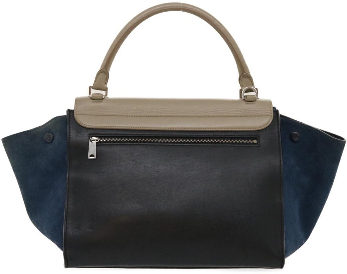 Celine Celine Bicolor Trapeze Bag Leather Large Navy