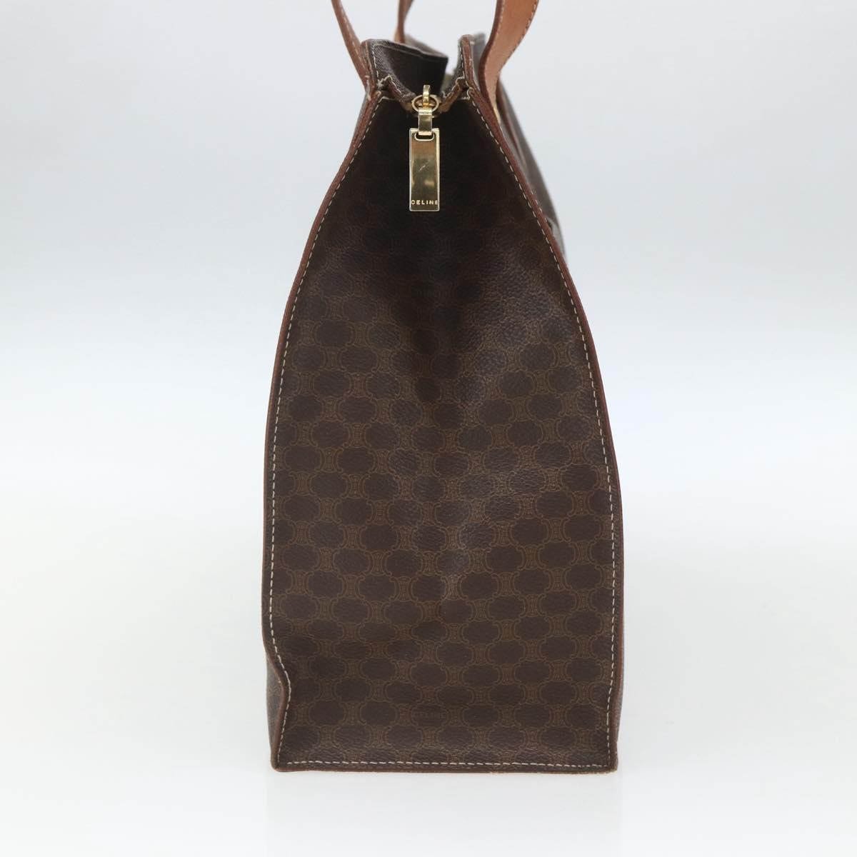 Celine Vintage Macadam Shopper Tote Canvas and Leather Bruin