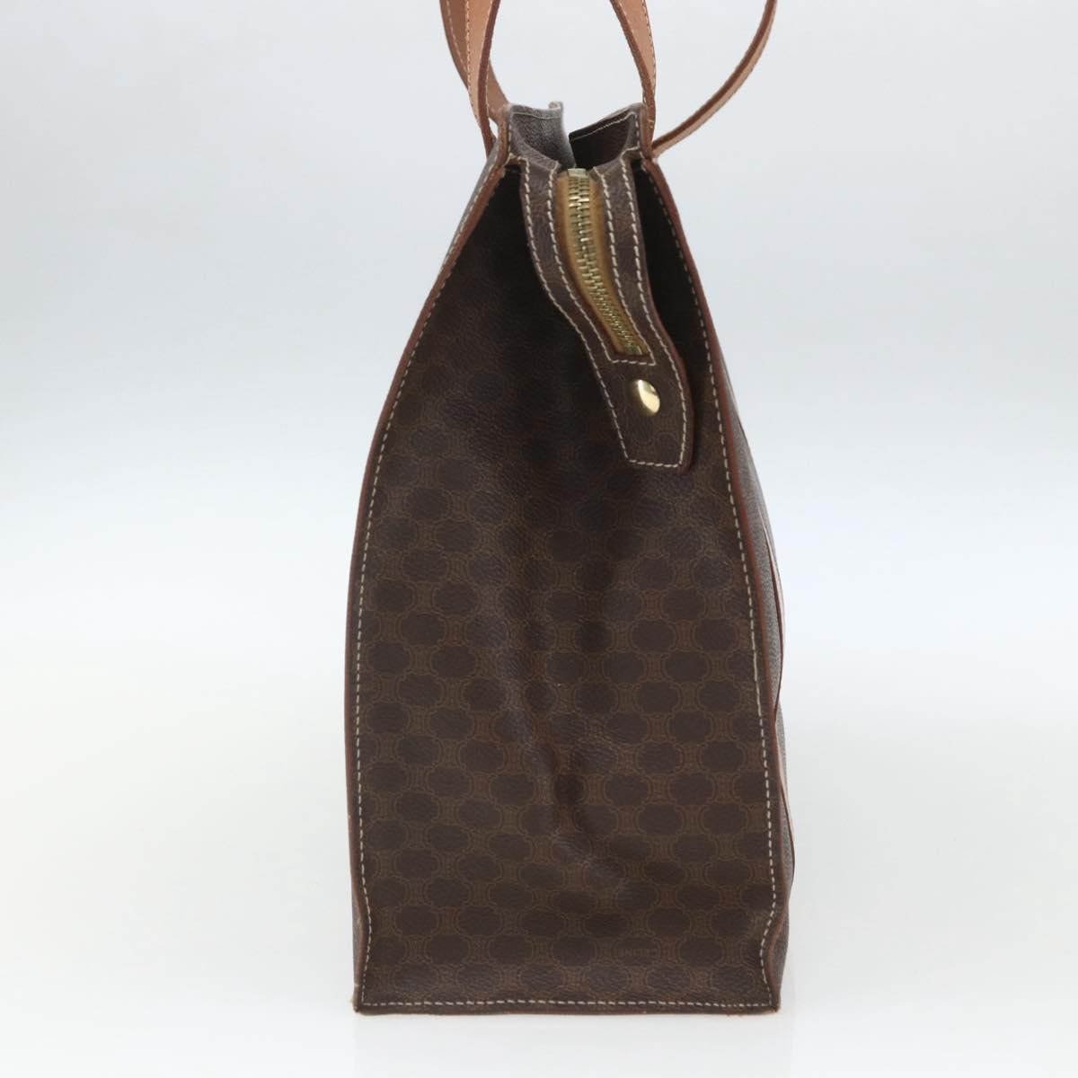 Celine Vintage Macadam Shopper Tote Canvas and Leather Bruin