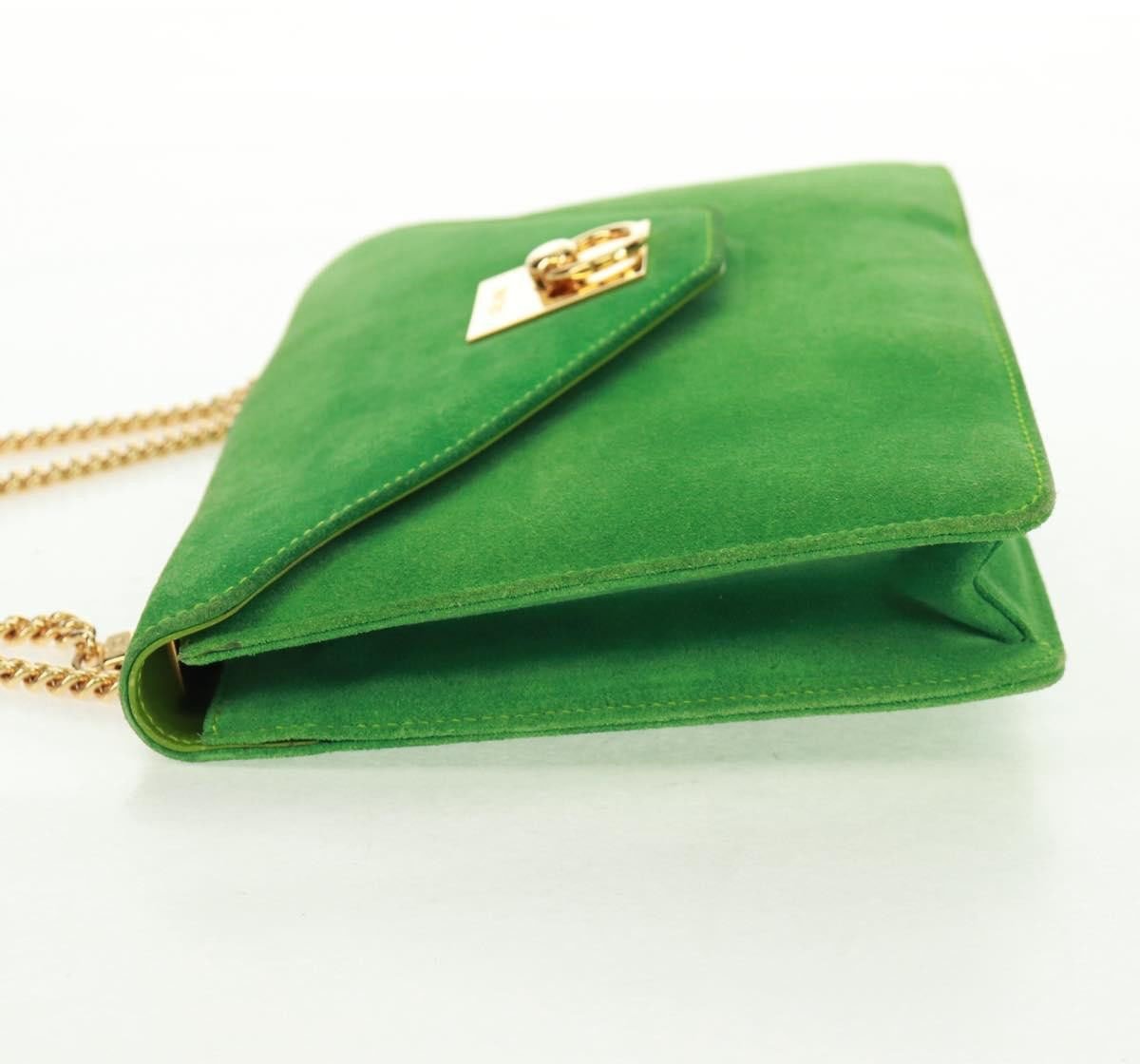 Celine Celine Vintage Shoulder Bag Suede Groen