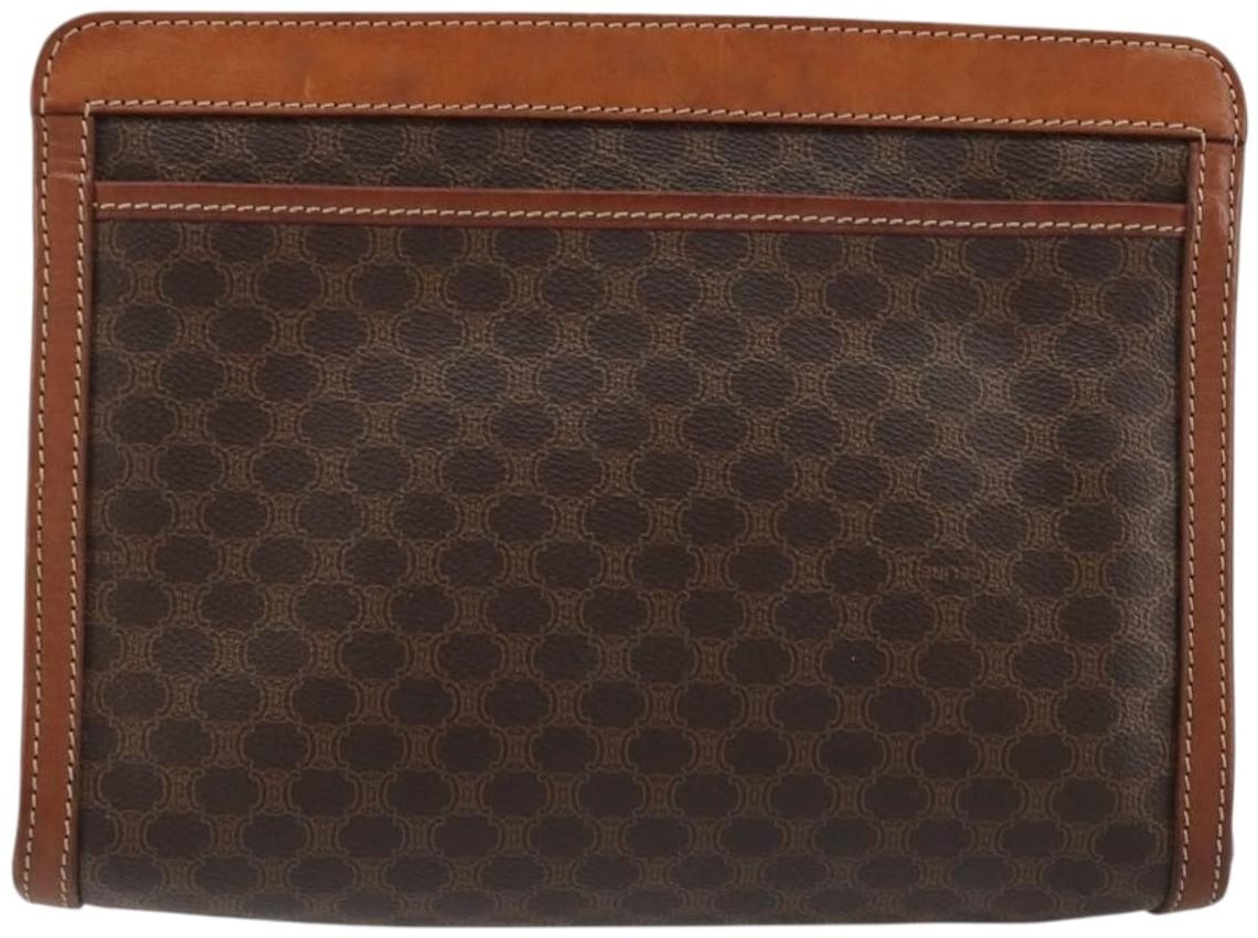 Celine Celine Logo Triomphe Pouch Canvas and leather Bruin
